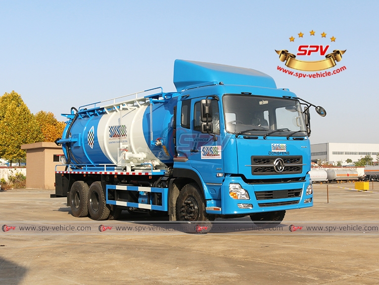 16,000 Litres Combined Vacuum Jetting Truck DongFeng - Right Front Side View